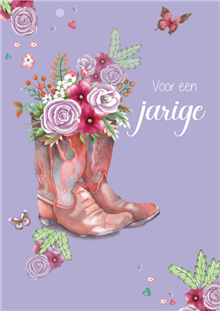 wenskaart Jarige en Laars