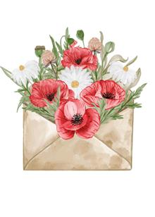 wenskaart Enveloppe met bloemen