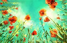 wenskaart Bloemen naar de lucht