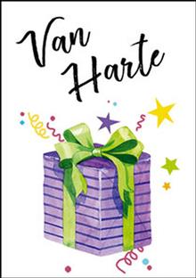 wenskaart  Van Harte  cadeautje