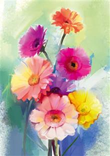 wenskaart lentebloemen rose geel (NB)