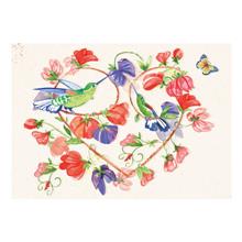 wenskaart Bloemen en vogels