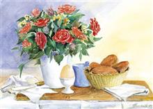 wenskaart ontbijt met bloemen