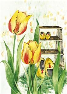 wenskaart tulpen klompen