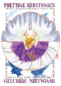 wenskaart knipkaart engel paars