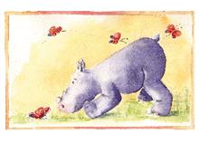 wenskaart neushoorn vlinders