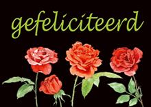 wenskaart 4 rozen   gefeliciteerd