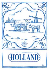 wenskaart   Holland schapen/molen