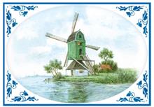 wenskaart molen blauwe rand