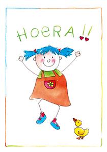 wenskaart meisje hoera