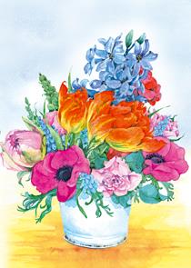 wenskaart pot gemengde bloemen Annie
