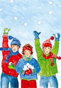 wenskaart sneeuw kinderen