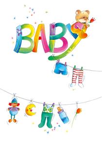 wenskaart geboorte Baby waslijn