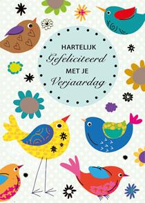 wenskaart vogels Hartelijk Gefeliciteerd met je verjaardag