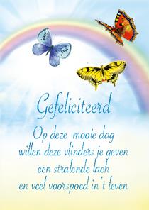 wenskaart spreuk vlinders gefeliciteerd