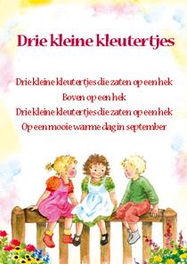 wenskaart lied Drie kleine kleutertjes