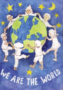 wenskaart kerst we are the world