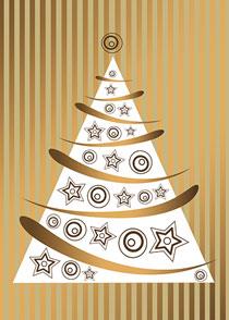 wenskaart kerstboom goud