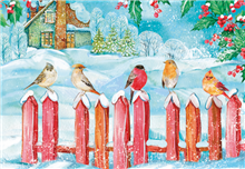wenskaart vogeltjes op hek