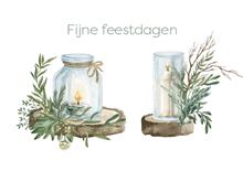 wenskaart Twee kaarsen in glas