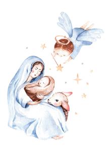 wenskaart Maria en Engel