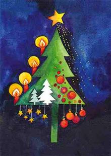 wenskaart eco-lam. kerstboom modern versierd