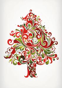 wenskaart eco-lam. kerstboom rood groen