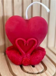 Eco koolzaad Hart met zwanen 7.5x5x7.5 cm