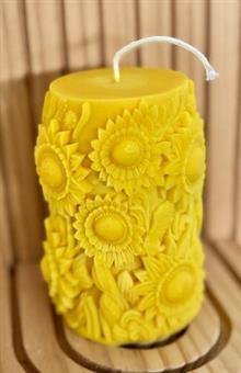 Eco koolzaad Zonnebloem stomp geur kaars 7x7x10cm