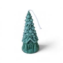 Eco koolzaad Kerstboom Huisje groen (11x5.5 cm)