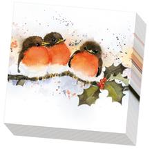 Servet 33x33 Christmas Robins
