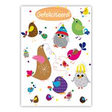 MCwenskaart vogeltjes    Gefeliciteerd