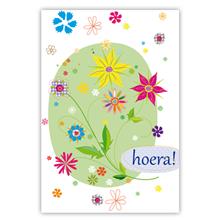 MCwenskaart bloemen   Hoera!