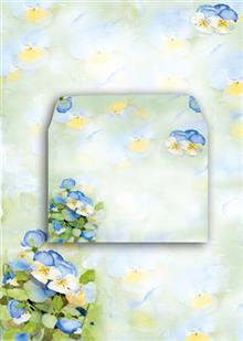 briefpapier A4 blauwe violen + 51410