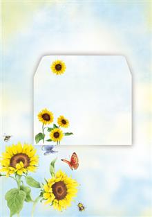 briefpapier A4 zonnebloemen vlinder bijen + 51447