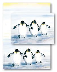 briefpapier A5 drie pinguins + 11521
