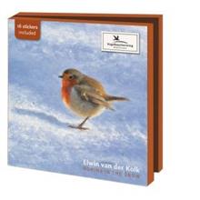 Kaartenmapje Robins in the snow E v d Kolk Vogelbescherming