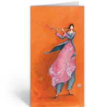 GB21778 Wenskrt+env rh (setv6) - Oranje, vrouw met fluit
