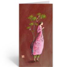 GB22666 Wenskrt+env rh (setv6) - Bruin, roze jurk